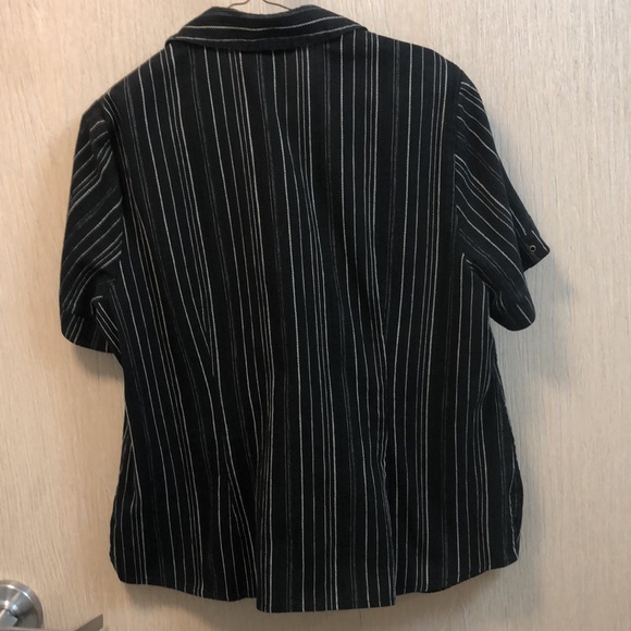 Allison Daley Petite black and gray striped shirt - Picture 2 of 4